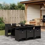 vidaXL 7-delige Tuinset met kussens poly rattan zwart, Tuin en Terras, 6 zitplaatsen, Nieuw, Tuinset, Verzenden