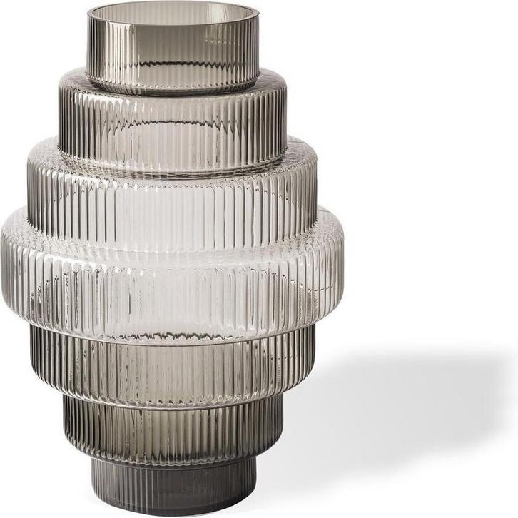 Polspotten Glazen Vaas Steps S - Grijs, Huis en Inrichting, Woonaccessoires | Overige, Verzenden