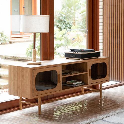 *WOONWINKEL* Dutchbone Caroun Bamboe Tv-meubel Retro Design, Huis en Inrichting, Kasten | Televisiemeubels, Nieuw, Verzenden