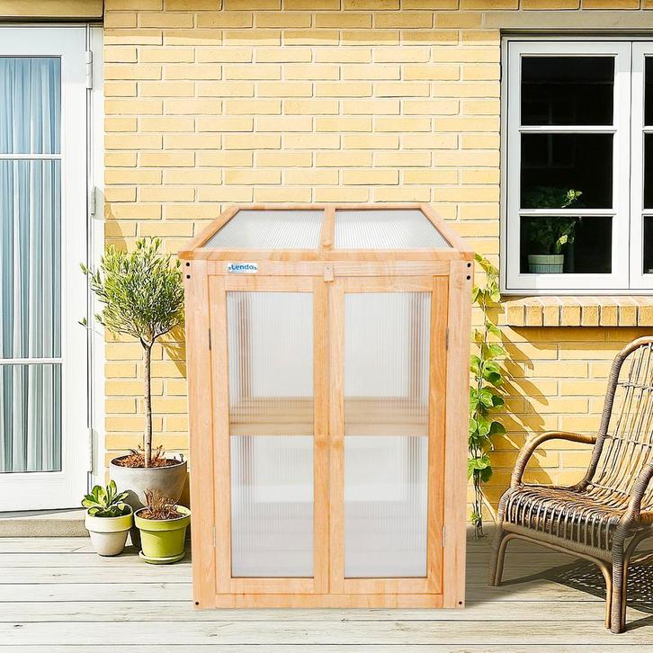 Broeikas | Kweekkas | Tuinkas | 60x49x97,5 cm | Vurenhout, Tuin en Terras, Kassen, Polycarbonaat, Overige materialen, Nieuw, Kweekkas