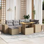 vidaXL 7-delige Loungeset met kussens poly rattan beige, Tuin en Terras, Tuinsets en Loungesets, Verzenden, Nieuw, Rotan, Loungeset