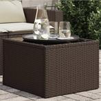 vidaXL Tuintafel met glazen blad 55x55x37 cm poly rattan, Tuin en Terras, Tuintafels, Verzenden, Nieuw