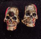 Elegante Memento Mori schedel manchetknopen van gerold goud, Antiek en Kunst