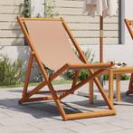 vidaXL Strandstoel inklapbaar massief eucalyptushout en stof, Tuin en Terras, Tuinstoelen, Verzenden, Nieuw, Hout