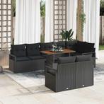 vidaXL Tuin Sofa Set met opslag 9 pcs Zwart Poly riet, Verzenden, Nieuw, Rotan