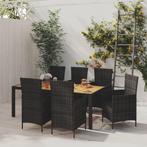 vidaXL 7-delige Tuinset met kussens poly rattan zwart, Tuin en Terras, Tuinsets en Loungesets, 6 zitplaatsen, Nieuw, Tuinset, Verzenden