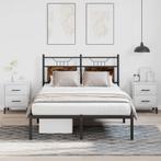 vidaXL Bedframe zonder matras hout gerookt eikenkleurig, Bruin, Verzenden, Nieuw, Twijfelaar