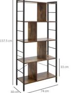 Rustiek Bruine Boekenkast – 4 Niveaus Industrieel Design, Verzenden, Nieuw
