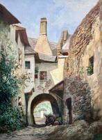 Karl Flieher (1881-1958) - Old Courtyard in Weißenkirchen on, Antiek en Kunst