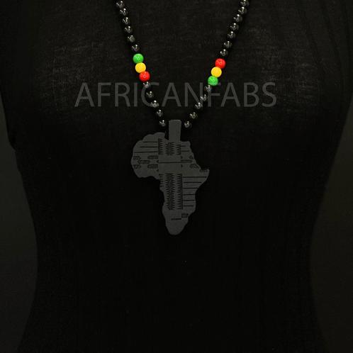 Houten kralen ketting / halsketting / hanger - Afrikaans con, Sieraden, Tassen en Uiterlijk, Kettingen, Nieuw, Ophalen of Verzenden