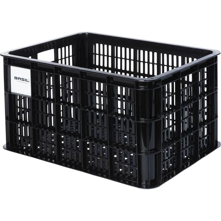 Krat Basil Crate L Groot - 40Ltr - Zwart - Recycled, Fietsen en Brommers, Fietsaccessoires | Fietsmanden, Nieuw, Verzenden