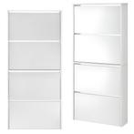 Schoenenkast met spiegels 4 vouwdeuren 134x63x17 cm wit, Huis en Inrichting, Kasten | Schoenenkasten, Verzenden, Nieuw