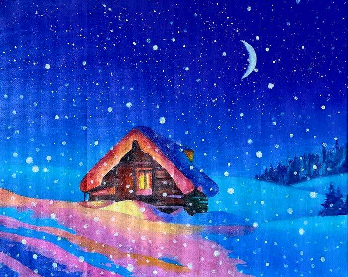 Kristina Korò - Notte di Natale, Antiek en Kunst, Kunst | Schilderijen | Modern