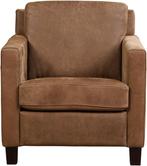 Bruine leren landelijke fauteuils - poot hout bruin - Kenia, Huis en Inrichting, Fauteuils, Nieuw, Ophalen of Verzenden, Landelijk