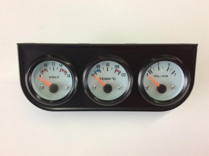 52mm meter set zwart met wit, Auto diversen, Auto-accessoires, Nieuw, Ophalen of Verzenden