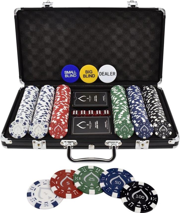 Texas Finest Matt Black Pokerset - 300 Fiches - Casino, Hobby en Vrije tijd, Gezelschapsspellen | Kaartspellen, Zo goed als nieuw