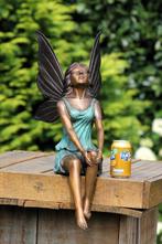 sculptuur, zittende fee voor huis of tuin geheel brons - 0, Antiek en Kunst