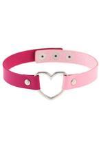 Choker Roze Two-Tone Hartje Pu Leer Collar Ketting Hart Hals, Sieraden, Tassen en Uiterlijk, Kettingen, Kunststof, Verstelbaar