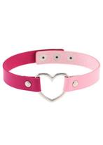 Choker Roze Two-Tone Hartje Pu Leer Collar Ketting Hart Hals, Nieuw, Kunststof, Ophalen of Verzenden, Roze