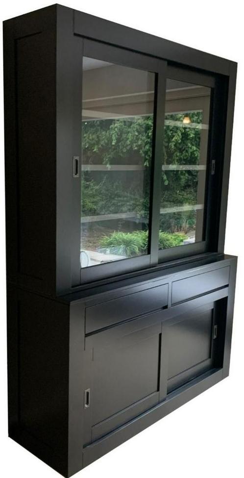 Buffetkast zwart - grijs design soft close 160cm, Huis en Inrichting, Kasten | Buffetkasten, Ophalen of Verzenden