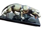 sculptuur, Pantera art deco - 10 cm - Gepatineerd brons, Antiek en Kunst