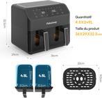 Dubbele Airfryer - XXL - Heteluchtfriteuse - 9L - 2000W - Fa, Verzenden, Zo goed als nieuw
