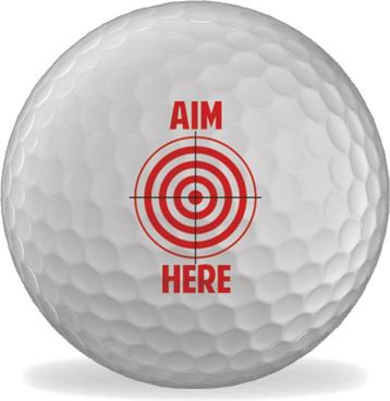 Golfballen bedrukt - Aim Here - set van 3 beschikbaar voor biedingen