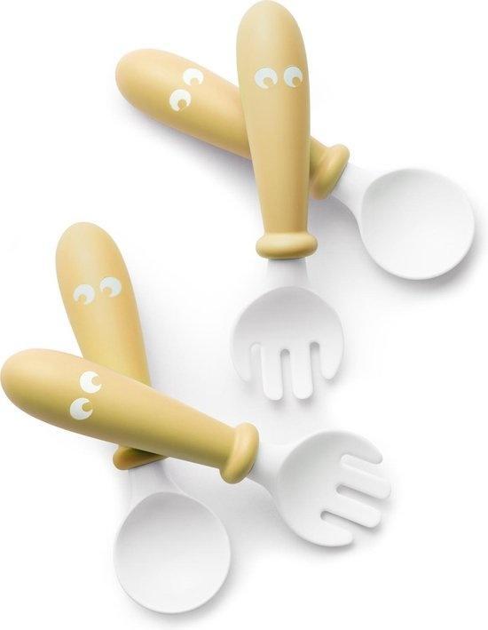 BABYBJÖRN Babylepel en Vork, 4-delig Pastelgeel, Huis en Inrichting, Keuken | Servies, Verzenden