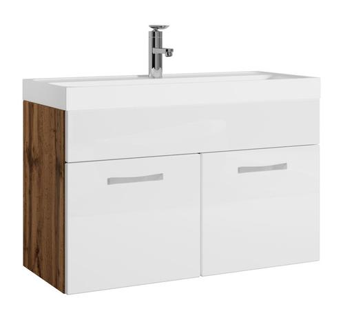 Badkamermeubel Set Paso 01 80 x 40 cm Eiken wit Badmeubel, Huis en Inrichting, Badkamer | Badkamermeubels, Nieuw, Wastafelkast