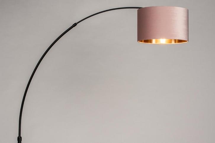 Rietveld Vloerlampen - Zwart, Goud, Roze - Stof, Metaal, Huis en Inrichting, Lampen | Vloerlampen, Verzenden