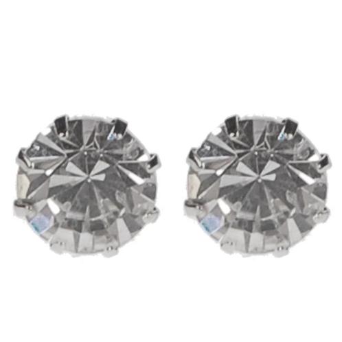 Oorbellen Magnetisch - Strass 8mm - Zilverkleurig - Bijoux N, Sieraden, Tassen en Uiterlijk, Oorbellen, Grijs, Nieuw, Ophalen of Verzenden