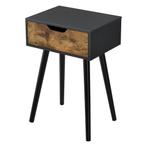 Bijzettafel Östersund 60x40x29,5 cm set van 2 zwart en houtk, Huis en Inrichting, Tafels | Bijzettafels, Verzenden, Nieuw