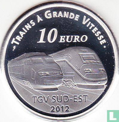 Frankrijk 10 euro 2012 (PROOF) Lyon TGV station, Postzegels en Munten, Munten | Europa | Euromunten, Losse munt, 10 euro, Goud