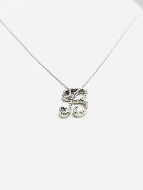 Ketting met hanger - 18 karaat Witgoud - 0.08ct. tw. Diamant, Sieraden, Tassen en Uiterlijk, Antieke sieraden