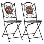 vidaXL Bistrostoelen mozaïek 2 st keramiek bruin, Tuin en Terras, Verzenden, Nieuw