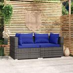 vidaXL Tuinbank 2-zits met kussens poly rattan grijs, Tuin en Terras, Tuinsets en Loungesets, Verzenden, Nieuw, Rotan