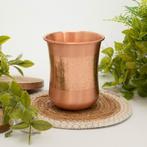 Puur koperen beker gebogen met antique geëtste rand – 250 ml, Nieuw