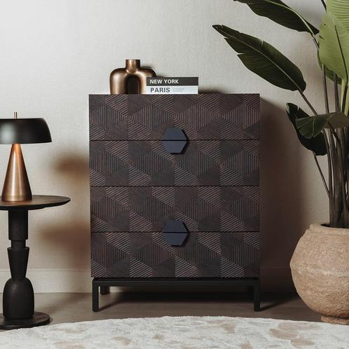 *WOONWINKEL* Tower Living San Marino Ladekast Donkerbruin Ei, Huis en Inrichting, Kasten | Ladekasten, Nieuw, Verzenden