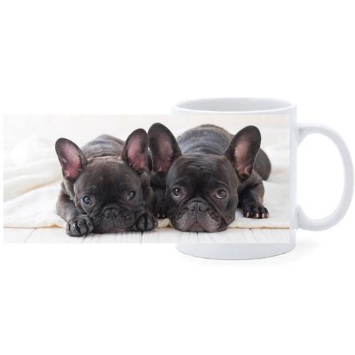 Beker - Franse Bulldog Pups Duo op Kleed NIEUW, Huis en Inrichting, Keuken | Servies, Nieuw, Ophalen of Verzenden
