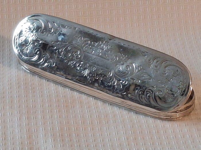 Doos - Antieke langwerpige zilveren Biedermeier Brillen doos, Antiek en Kunst, Antiek | Goud en Zilver