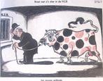 Spotprent met Braat en zn stier die gemolken moet worden, Antiek en Kunst, Verzenden