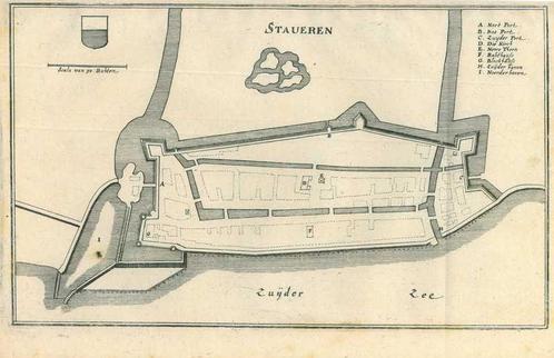 Stadsplattegrond van Stavoren, Antiek en Kunst, Kunst | Etsen en Gravures