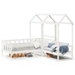 vidaXL Kinderbed met huisje en bankje massief grenenhout wit, Huis en Inrichting, Eenpersoons, Verzenden, Wit, Nieuw