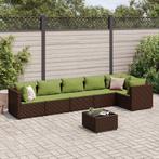 vidaXL 7-delige Loungeset met kussens poly rattan bruin, Verzenden, Nieuw, Rotan, Loungeset