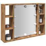 vidaXL Spiegelkast met LED 76x15x55 cm bewerkt hout, Verzenden, Nieuw