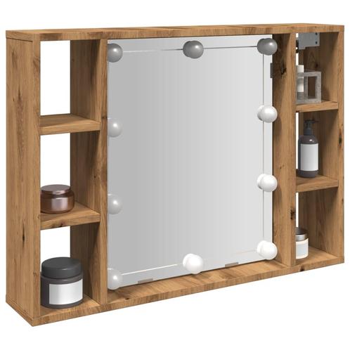 vidaXL Spiegelkast met LED 76x15x55 cm bewerkt hout, Huis en Inrichting, Kasten | Overige, Nieuw, Verzenden