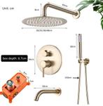 Inbouw Regendouche Set Geborsteld Goud met Ronde Kraan, Doe-het-zelf en Verbouw, Sanitair, Verzenden, Nieuw