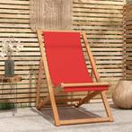 vidaXL Strandstoel inklapbaar massief teakhout rood, Tuin en Terras, Tuinstoelen, Verzenden, Nieuw, Hout