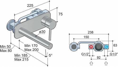 Wastafelmengkraan Hotbath Buddy inbouw 3+3 inbouwsysteem, Doe-het-zelf en Verbouw, Sanitair, Ophalen of Verzenden