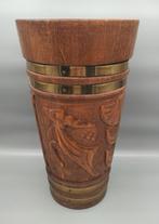 Paraplustandaard/rek - Messing, Hout - Houten paraplubak, Antiek en Kunst